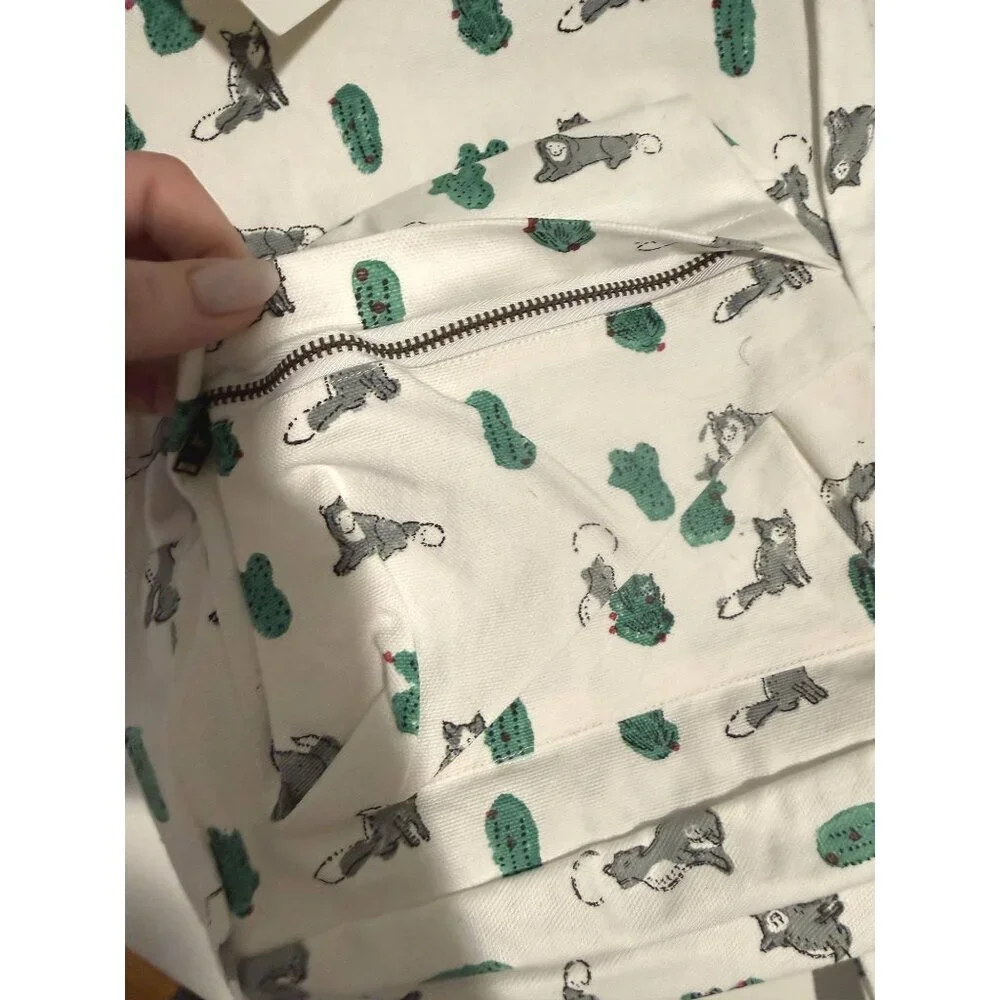 NWT Roller Rabbit Kids Awoo Kobe Cotton Backpack Animal White Mint $50 [jb]